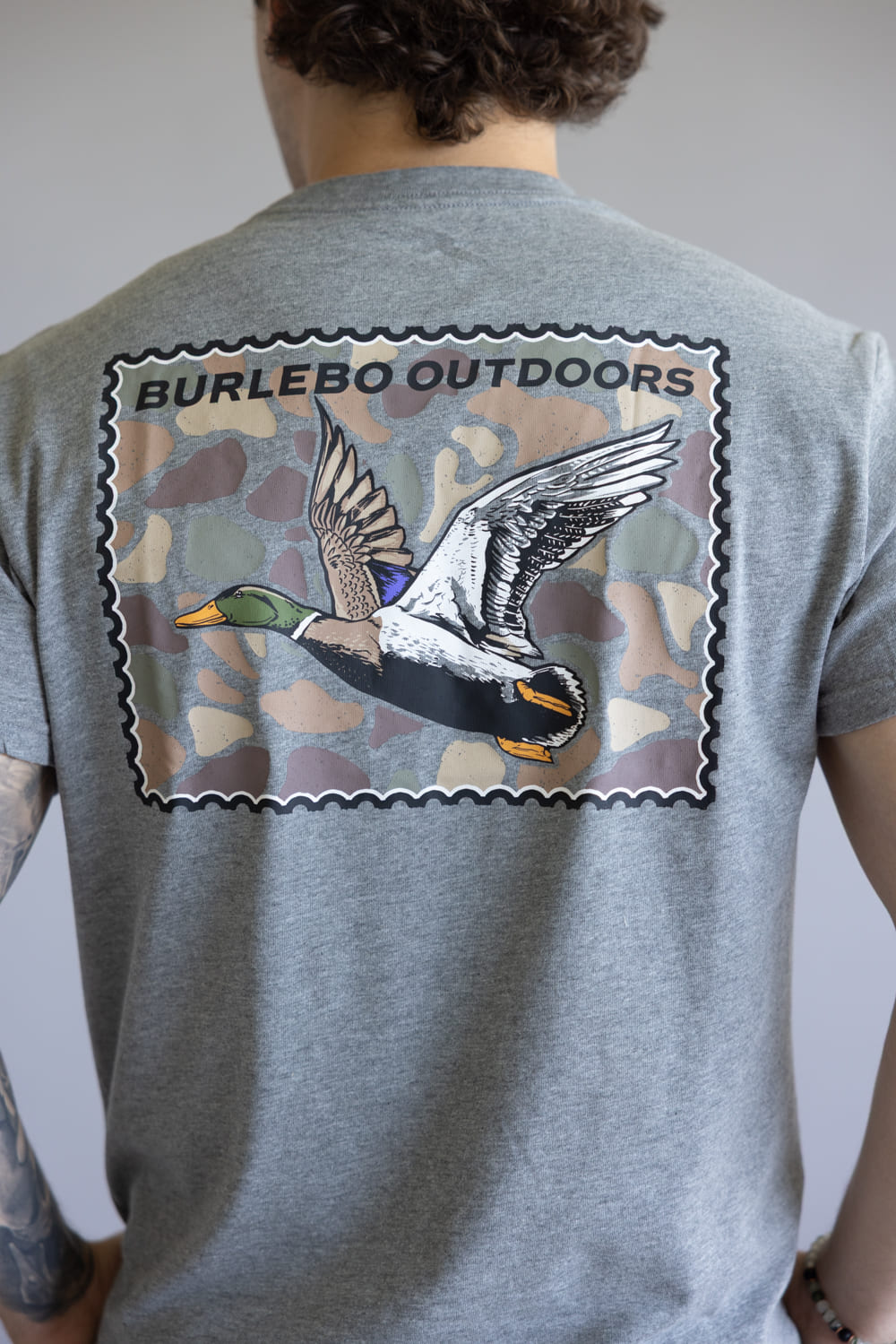 Burlebo Mallard Duck Stamp T-Shirt for Men in Heather Black