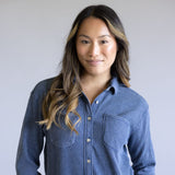 C&C California Mineral Wash Thermal Button Front Shirt for Women in Vintage Indigo