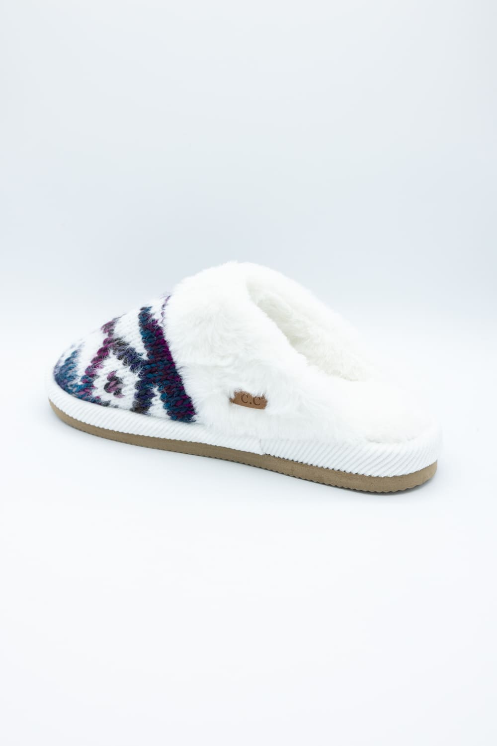 C.C. Ombre Aztec Knitted Slippers for Women in Purple Mix