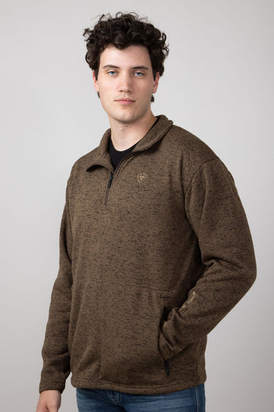 Ariat Caldwell ¼ Zip Logo Sweater for Men in Dark Brown Heather