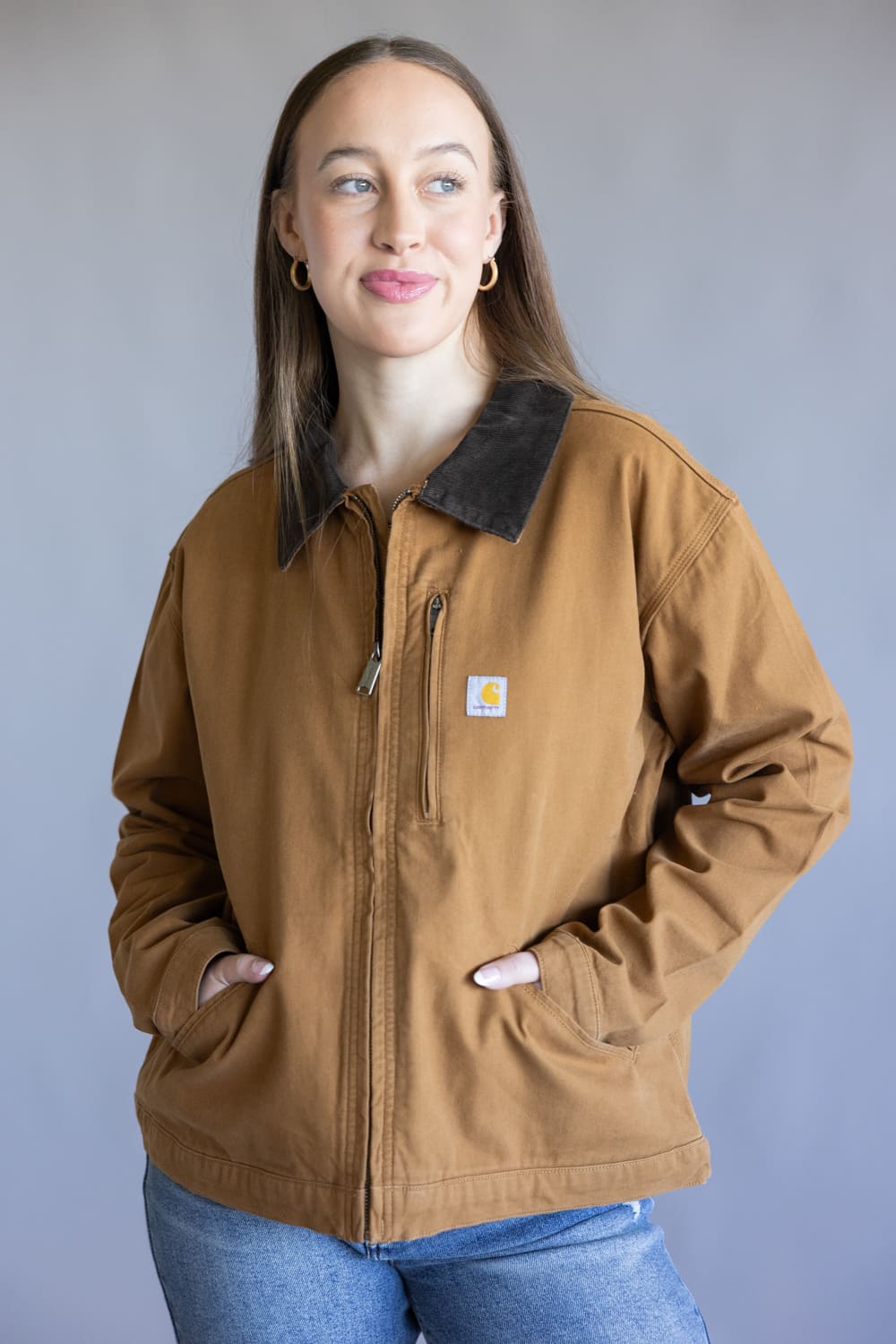 women's carhartt sweater dress Women's Rugged Flex Loose Fit Canvas Detroit Jacket