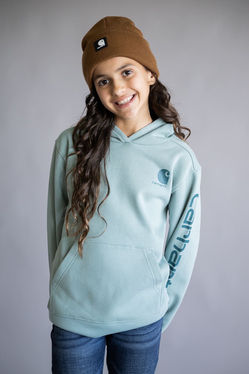 Carhartt Youth Classic Pullover Hoodie in Patina Green