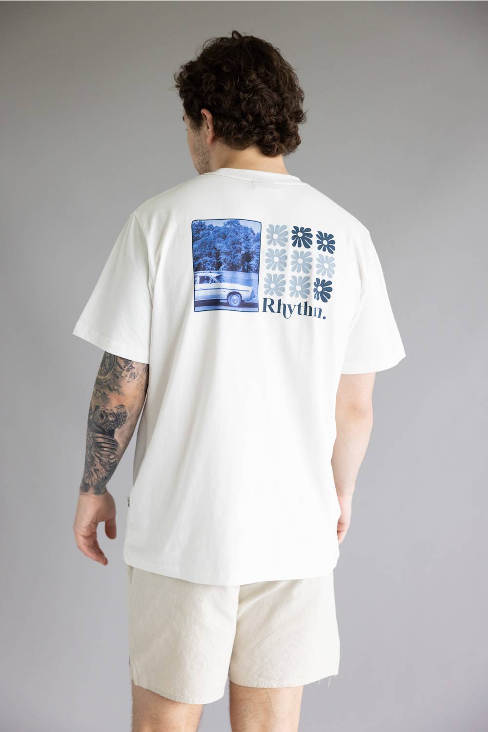 Rhythm High Beaming Vintage T-Shirt for Men in Off White