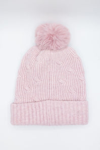 C.C. Knitted Pom Beanie for Women in Rose