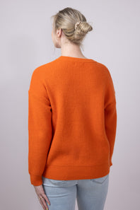 Hello Pumpkin Letter Sweater for Women in Burnt Orange