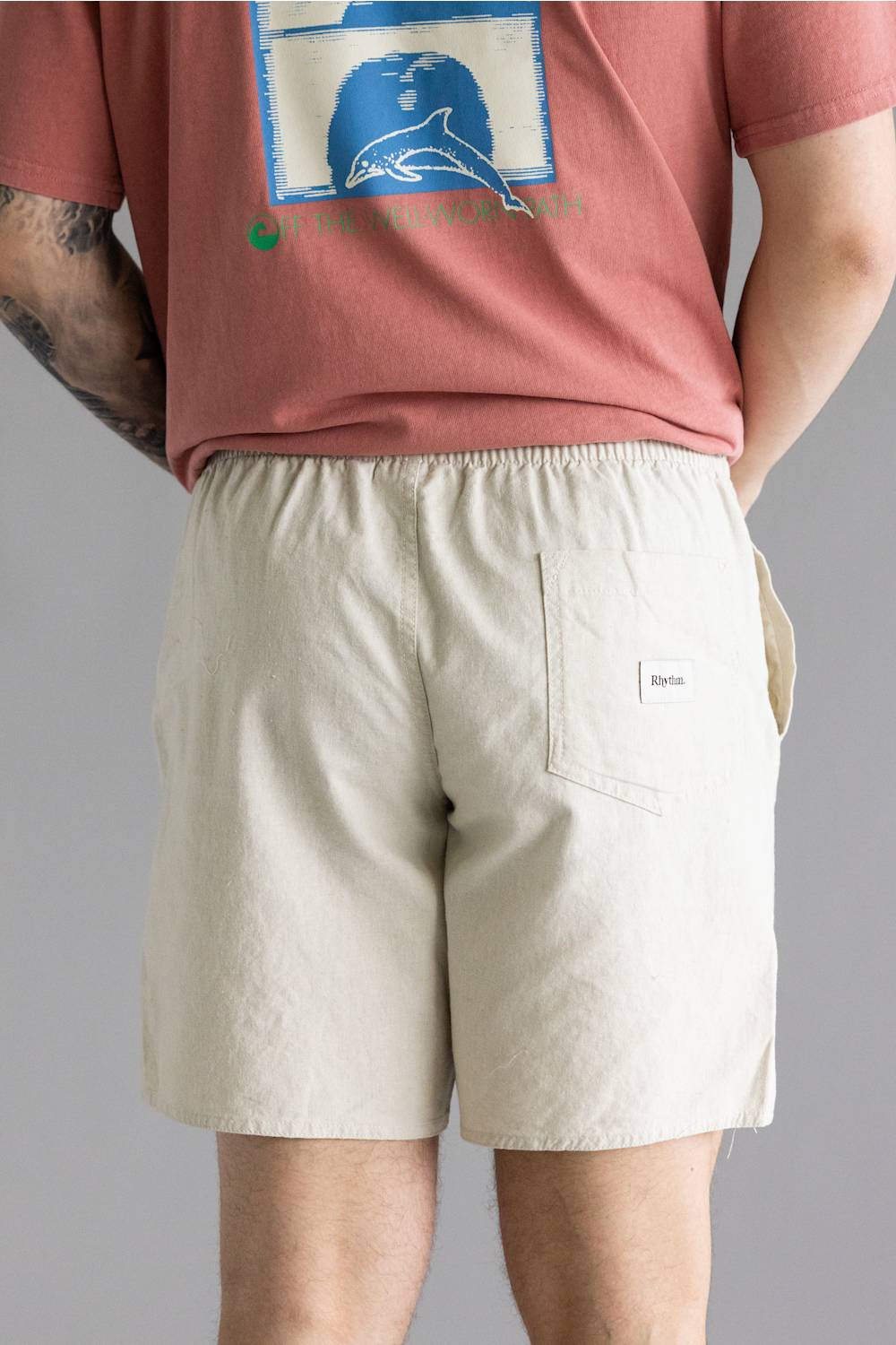  Rhythm Classic Linen Jam Shorts for Men in Sand