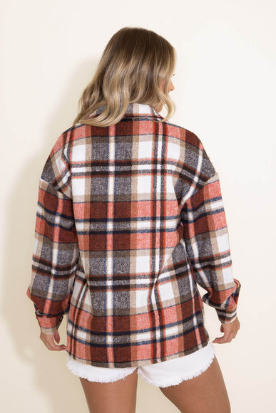 Plaid Oversized Shacket for Women in Orange