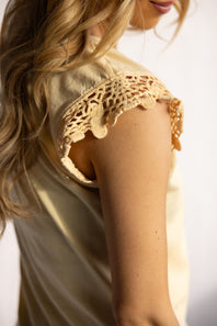 C&C California Coco Crotchet Sleeve Tee for Women in Golden