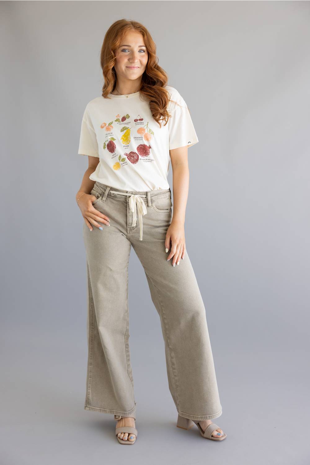 C&C California Toni Fruits Boxy Crew Tee for Women in Antique White