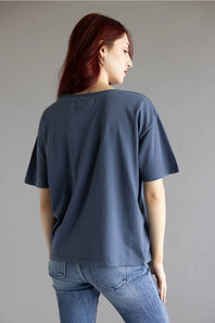 C&C California Toni Seaside Town Boxy Crew Tee for Women in Vintage Indigo