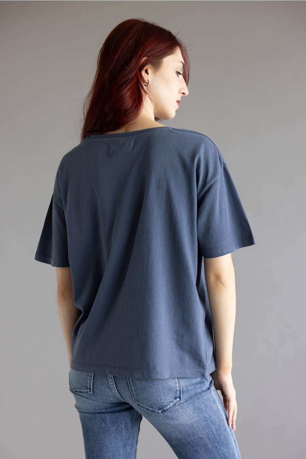 C&C California Toni Seaside Town Boxy Crew Tee for Women in Vintage Indigo