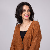 Cable Knit Button Front Cardigan for Women in Cinnamon Stick