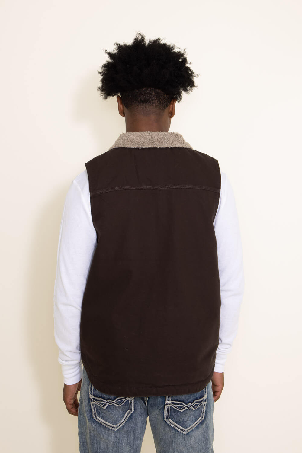Carhartt Duck Sherpa Lined Mock Neck Vest for Men in Brown