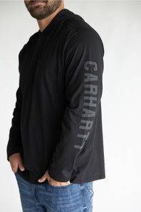 Carhartt Force Relaxed Hooded Long Sleeve T-Shirt for Men in Black