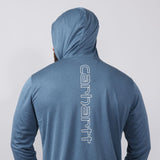 Carhartt Force Sun Lightweight Logo Long Sleeve Hooded Graphic T-Shirt for Men in Blue