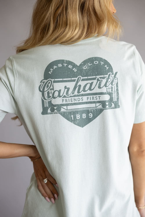 Carhartt Irvine Relaxed Heritage Heart T-Shirt for Women in Smoked Teal