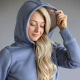 Carhartt Logo Sleeve Midweight Hoodie for Women in Faded Navy
