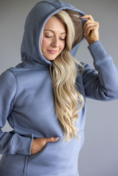 Carhartt Logo Sleeve Midweight Hoodie for Women in Faded Navy