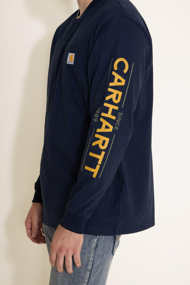 Carhartt Loose Fit Heavyweight Long Sleeve Dog Graphic T-Shirt for Men in Navy