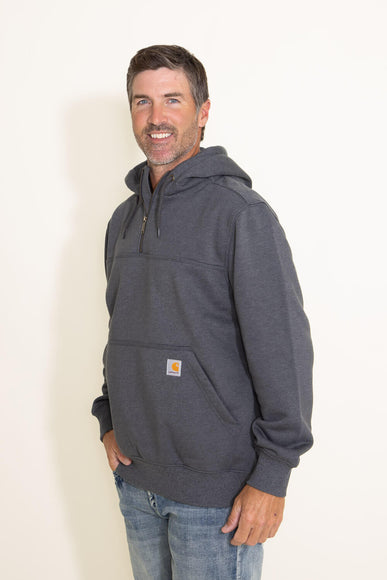 Carhartt Rain Defender Loose Fit Heavyweight 1/4 Zip Hoodie for Men in Carbon Grey