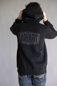 Carhartt Rain Defender Midweight Logo Sleeve Hoodie for Men in Black