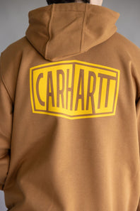 Carhartt Rain Defender Midweight Logo Sleeve Hoodie for Men in Brown | 107030-BRN BROWN