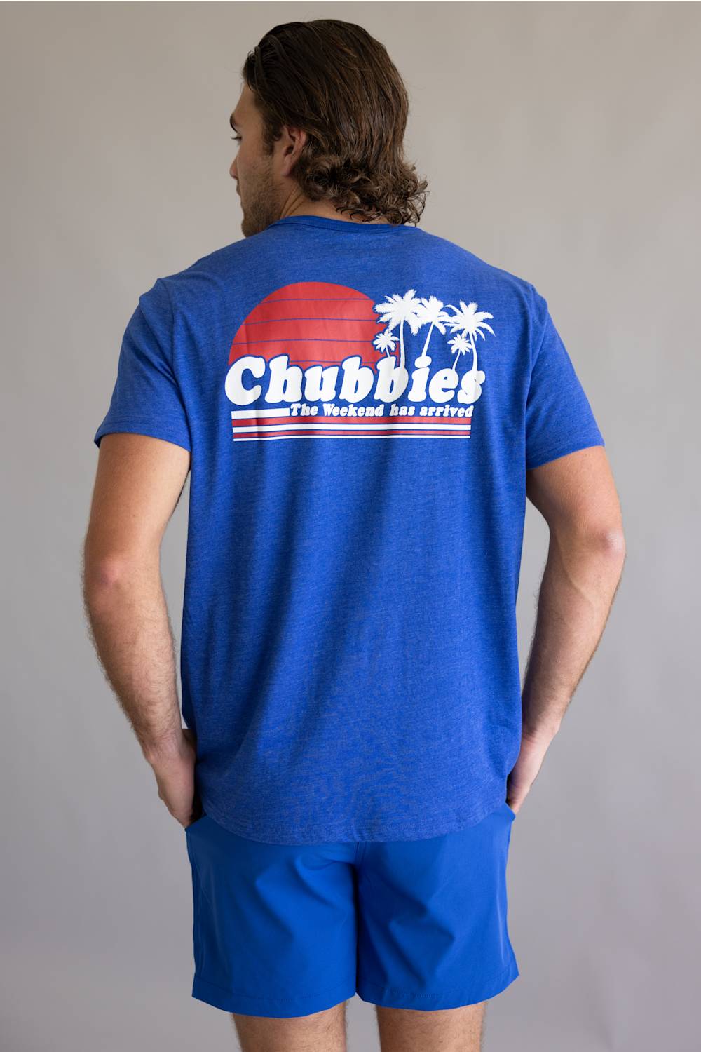 Chubbies Ol’ College Try T-Shirt for Men in Bright Blue