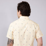 Cocktail Pattern Button Down Shirt for Men in Yellow