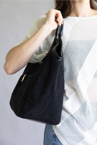 Corduroy Hobo Bag for Women in Black