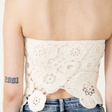 Crochet Flyaway Lace Tube Top for Women in Natural