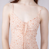 Floral Print Ruched Midi Dress for Women in Rose