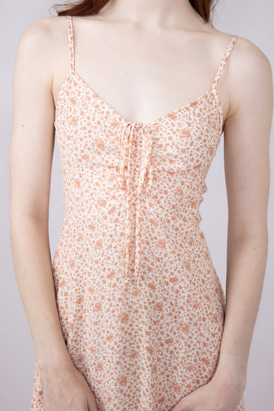 Floral Print Ruched Midi Dress for Women in Rose