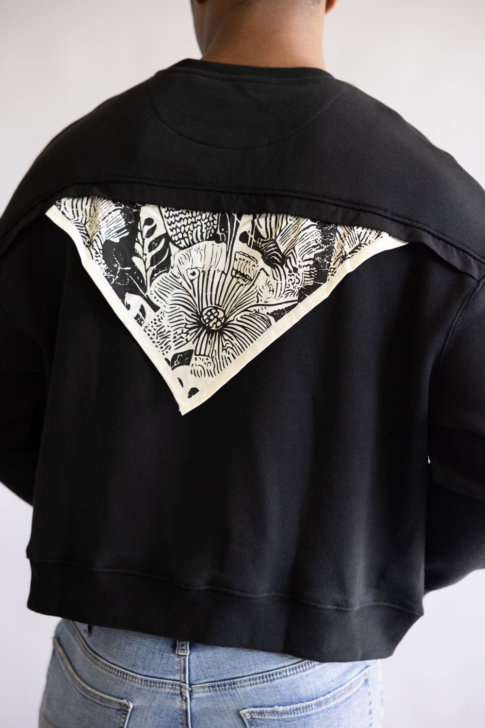 Denim & Flower Bandana Back Crewneck for Men in Black