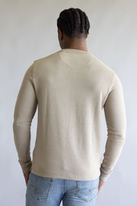 Denim & Flower Knit Crew Tee for Men in Stone