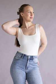 Final Touch Double Layer Tank Top for Women in White