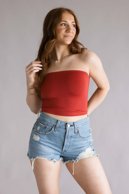 Double Layer Tube Top for Women in Red