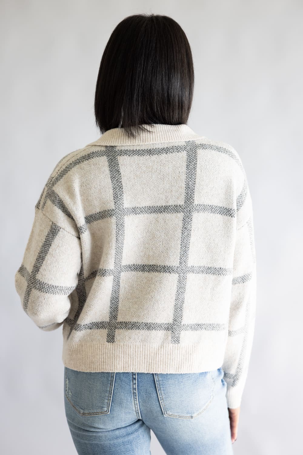 Duck Johnny Collar Sweater for Women in Taupe