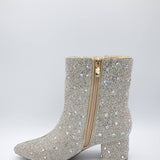 De Blossom Shoes Nori Rhinestone Booties for Women in Nude