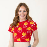 French Fry Crop Top for Women in Red