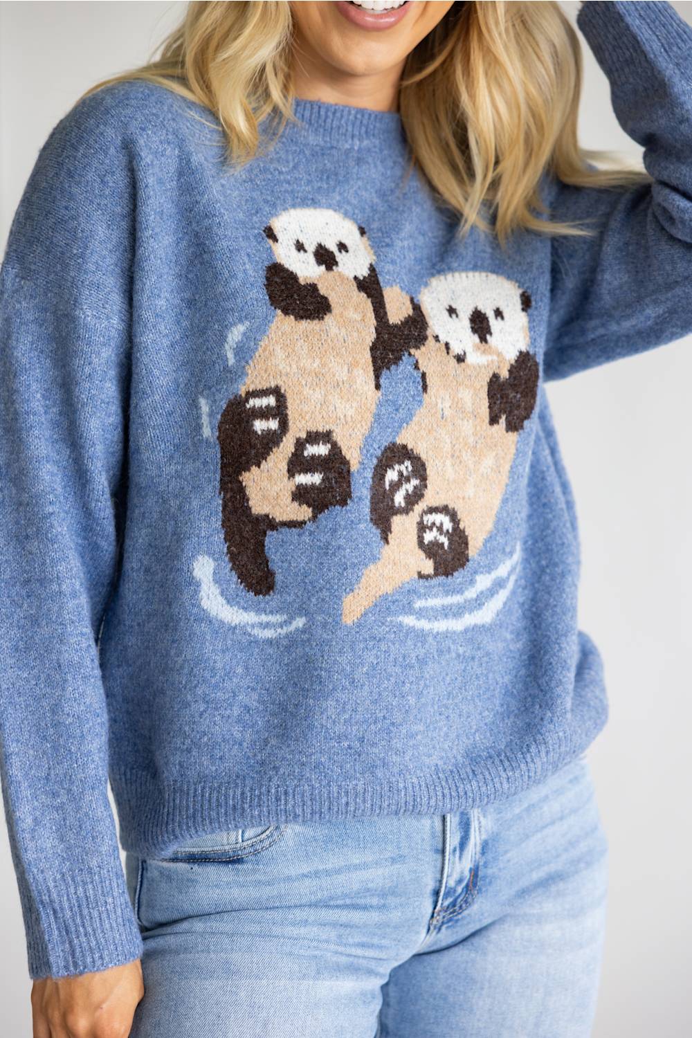 Debut Otter Knit Sweater for Women in Blue