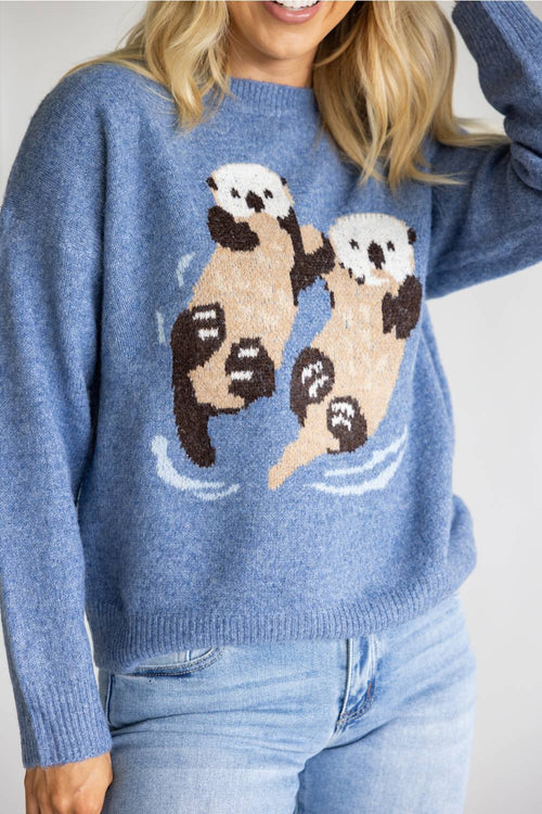 Debut Otter Knit Sweater for Women in Blue