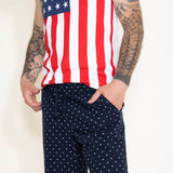 Denim & Flower USA Stars Shorts for Men in Navy 