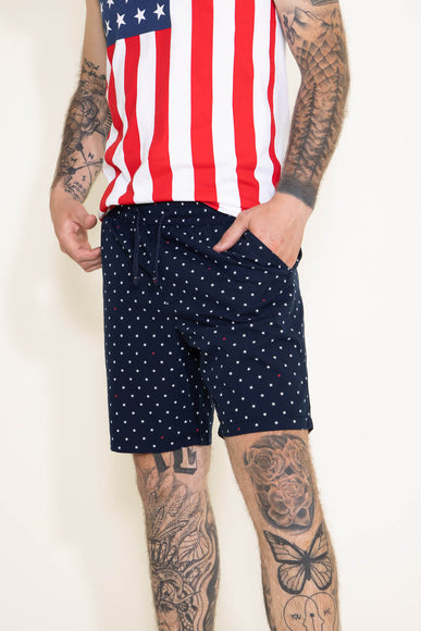 Denim & Flower USA Stars Shorts for Men in Navy 