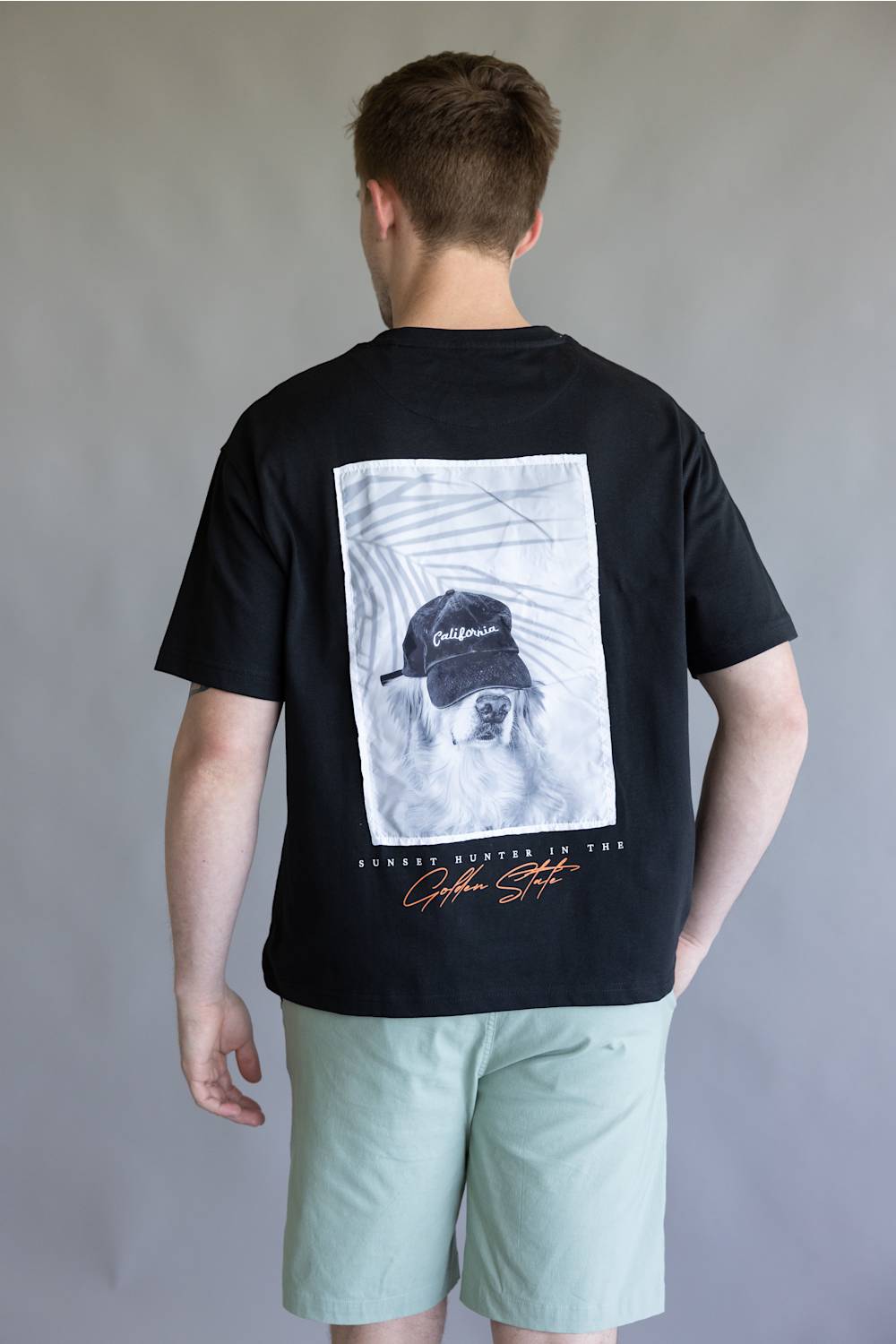 Denim & Flower California Dog T-Shirt for Men in Black