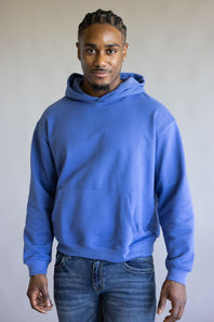 Denim & Flower Hoodie for Men in Iris Blue