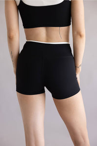 Double Layer Biker Shorts for Women in Black/White