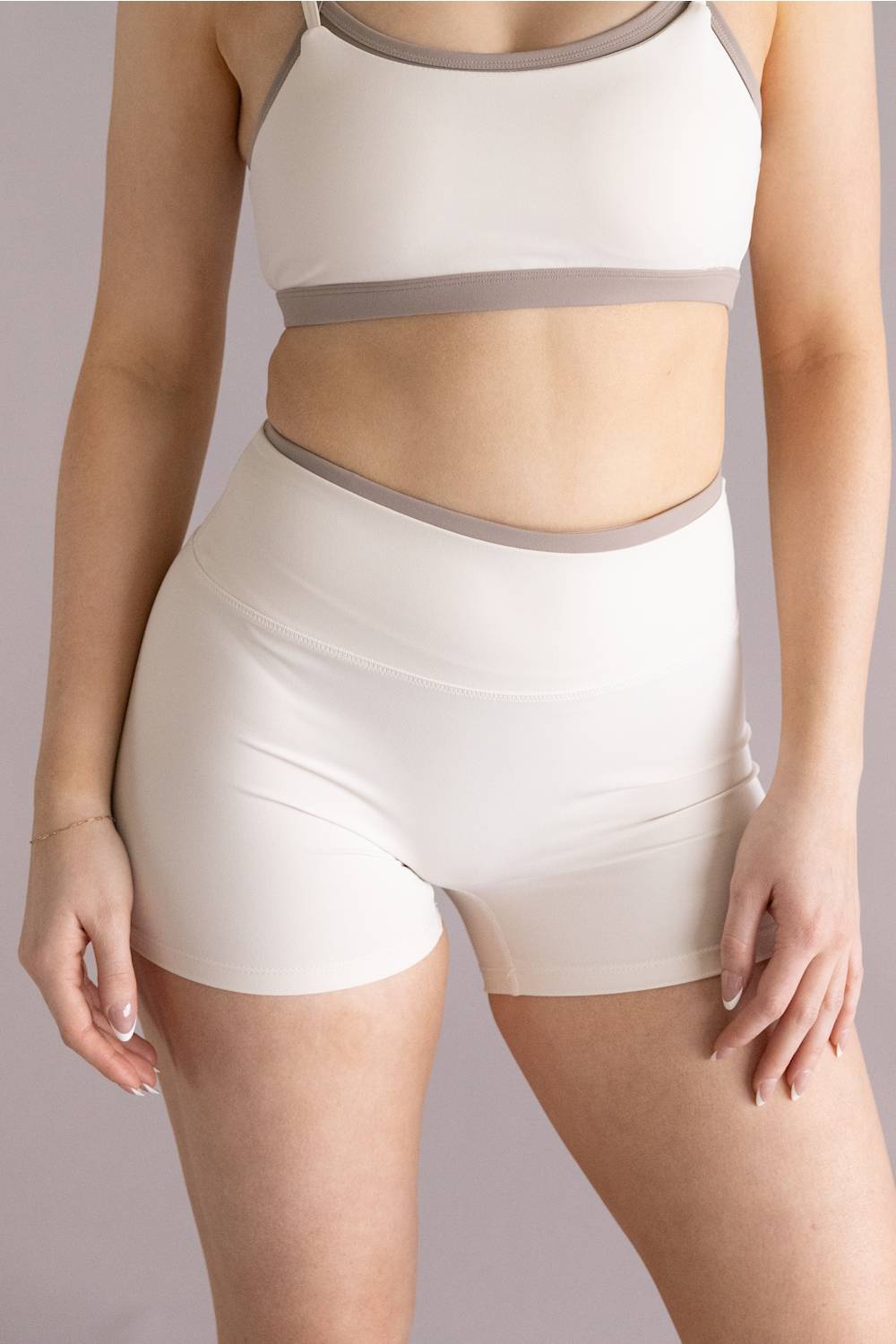 Double Layer Biker Shorts for Women in Cream Combo