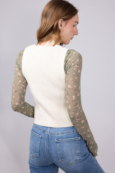 Elan Button Front Ribbed Sweater Vest for Women in Natural