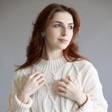 Elan Cable Knit Sweater for Women in Off White