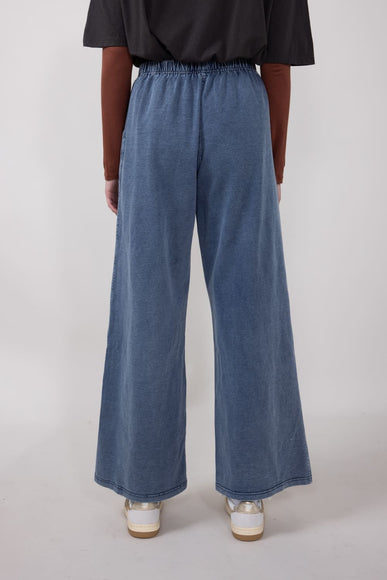 Elastic Waistline Straight Leg Pants for Women in Denim Blue